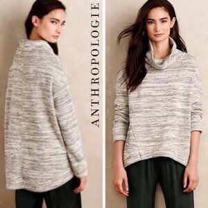 ANTHROPOLOGIE Saturday Sunday Cowl Neck Grey Space Dye Oversize Sweatshirt | M